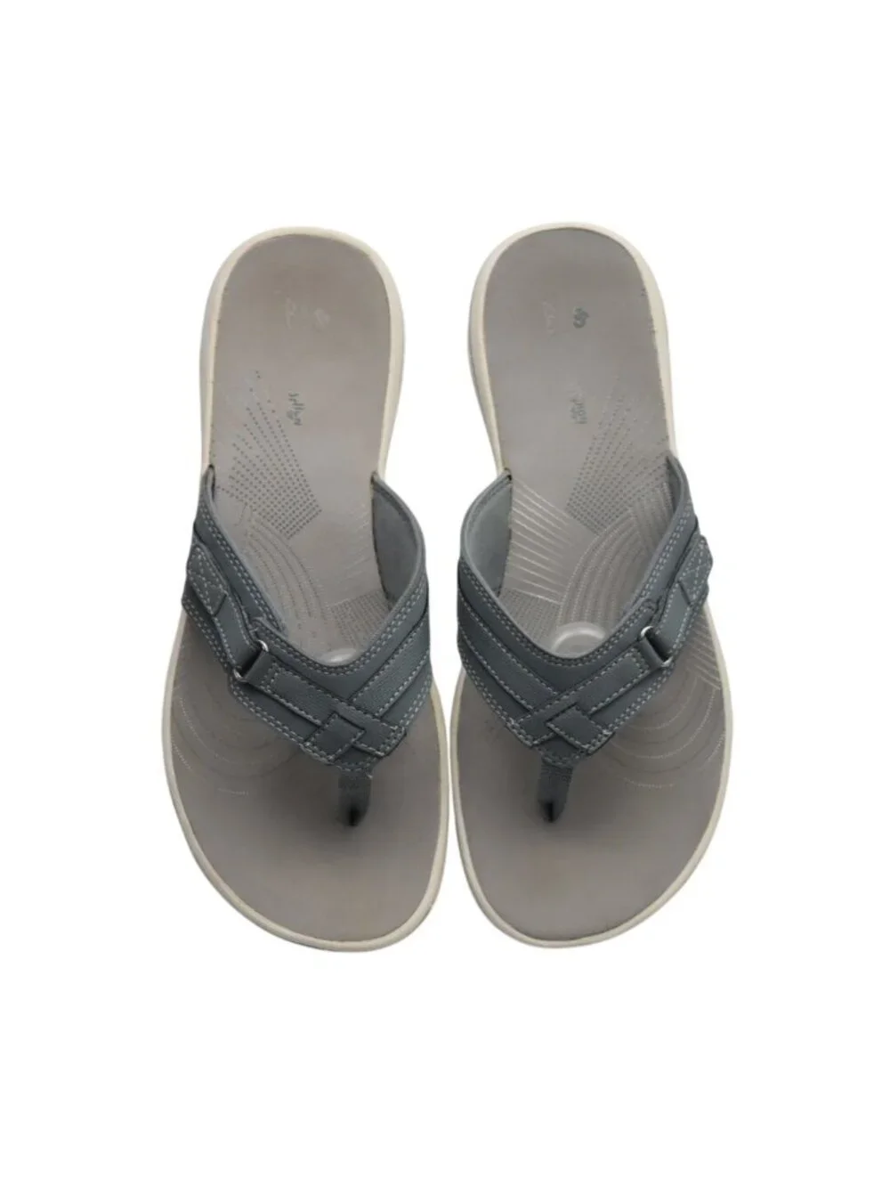 Clarks Cloudsteppers Breeze Sea Womens Size 10 Blue Grey Sandals Flip Flops
